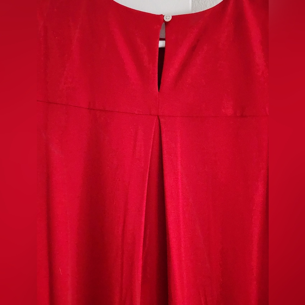 J JILL | Wearever Jersey Knit Dress | Pleated Back A-Line | Scarlet Red | XS - Picture 5 of 8